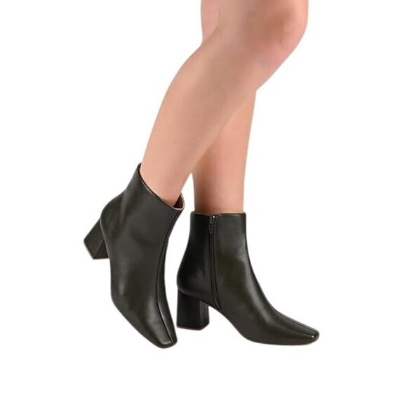 Journee Collection Womens Black Comfort Square Toe Block Heel Zip-up Booties - Picture 4 of 4